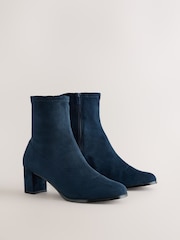 Navy Standard fit Forever Comfort® Faux Suede Round Toe Sock Ankle Boots - Image 10 of 13