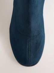 Navy Standard fit Forever Comfort® Faux Suede Round Toe Sock Ankle Boots - Image 11 of 13