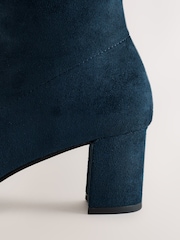 Navy Standard fit Forever Comfort® Faux Suede Round Toe Sock Ankle Boots - Image 12 of 13