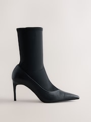 Black Forever Comfort® Point Court Leather Sock Boots - Image 5 of 9