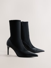 Black Forever Comfort® Point Court Leather Sock Boots - Image 6 of 9