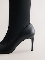 Black Forever Comfort® Point Court Leather Sock Boots - Image 8 of 9