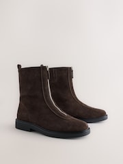 Шоколадты қоңыр - Forever Comfort® Front Zip Leather Boots - 5суретінің 2 суреті