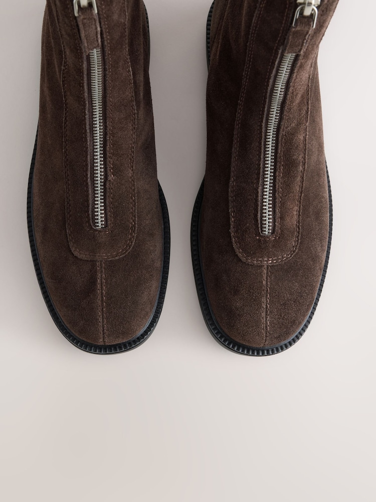 Шоколадты қоңыр - Forever Comfort® Front Zip Leather Boots - 5суретінің 5 суреті