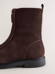 Chocolate Brown Standard fit Forever Comfort® Suede Front Zip Leather Boots - Image 8 of 9