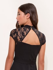 Lipsy Black Lace Cap Sleeve Jumpsuit (7-16yrs) - Image 4 of 5
