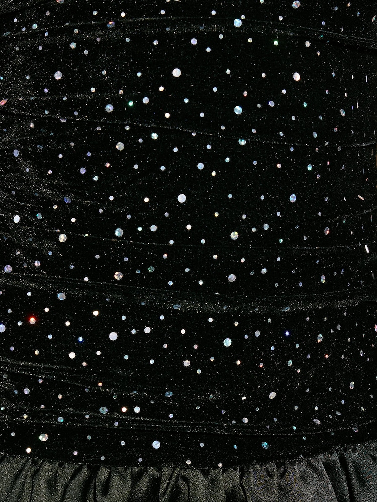 Lipsy Black Teen Sparkle One Shoulder Party Dress (10-16yrs) - Image 6 of 6