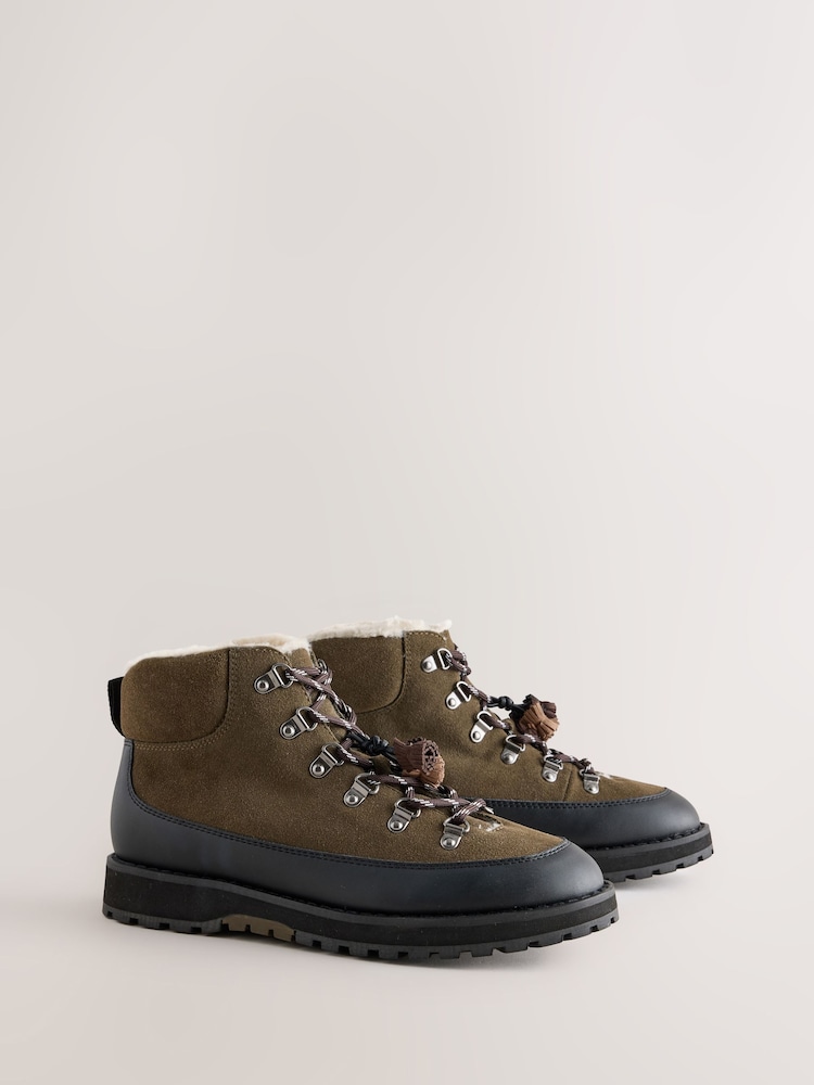 Brown Standard fit Forever Comfort® Hiker Lace Up Leather Boots - Image 2 of 5 Brown Standard fit Forever Comfort® Hiker Lace Up Leather Boots - Image 2 of 5