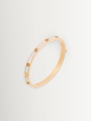 Tory Burch Gold Tone Thin Icon Mother of Pearl Hinge Bracelet - Image 2 of 2