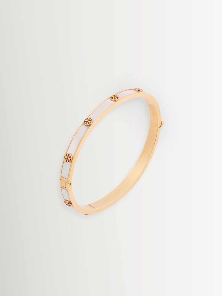 Tory Burch Gold Tone Thin Icon Mother of Pearl Hinge Bracelet - Image 2 of 2 Tory Burch Gold Tone Thin Icon Mother of Pearl Hinge Bracelet - Image 2 of 2