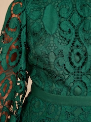 Love & Roses Green Long Sleeve Lace Midi Dress - Image 6 of 6