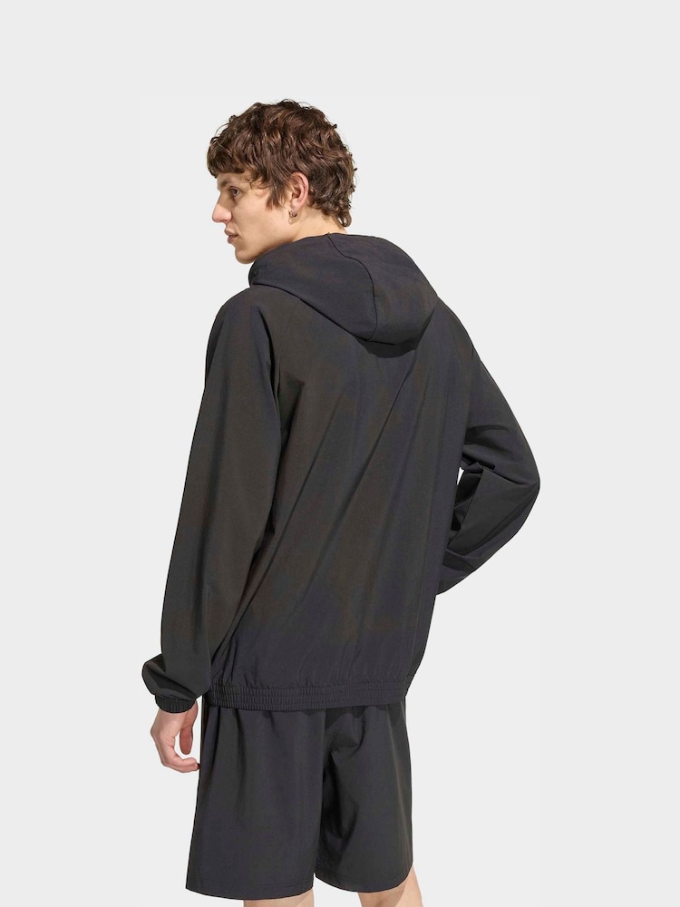 adidas Originals Black Tech Trefoil Essentials Hooded Full Zip Track Top - Image 2 of 6 adidas Originals Black Tech Trefoil Essentials Hooded Full Zip Track Top - Image 2 of 6