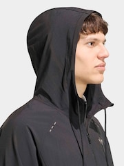 adidas Originals Black Tech Trefoil Essentials Hooded Full Zip Track Top - Image 4 of 6