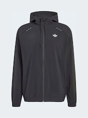 adidas Originals Black Tech Trefoil Essentials Hooded Full Zip Track Top - Image 6 of 6