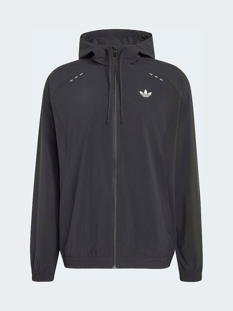adidas Originals Black Tech Trefoil Essentials Hooded Full Zip Track Top - Image 6 of 6 adidas Originals Black Tech Trefoil Essentials Hooded Full Zip Track Top - Image 6 of 6