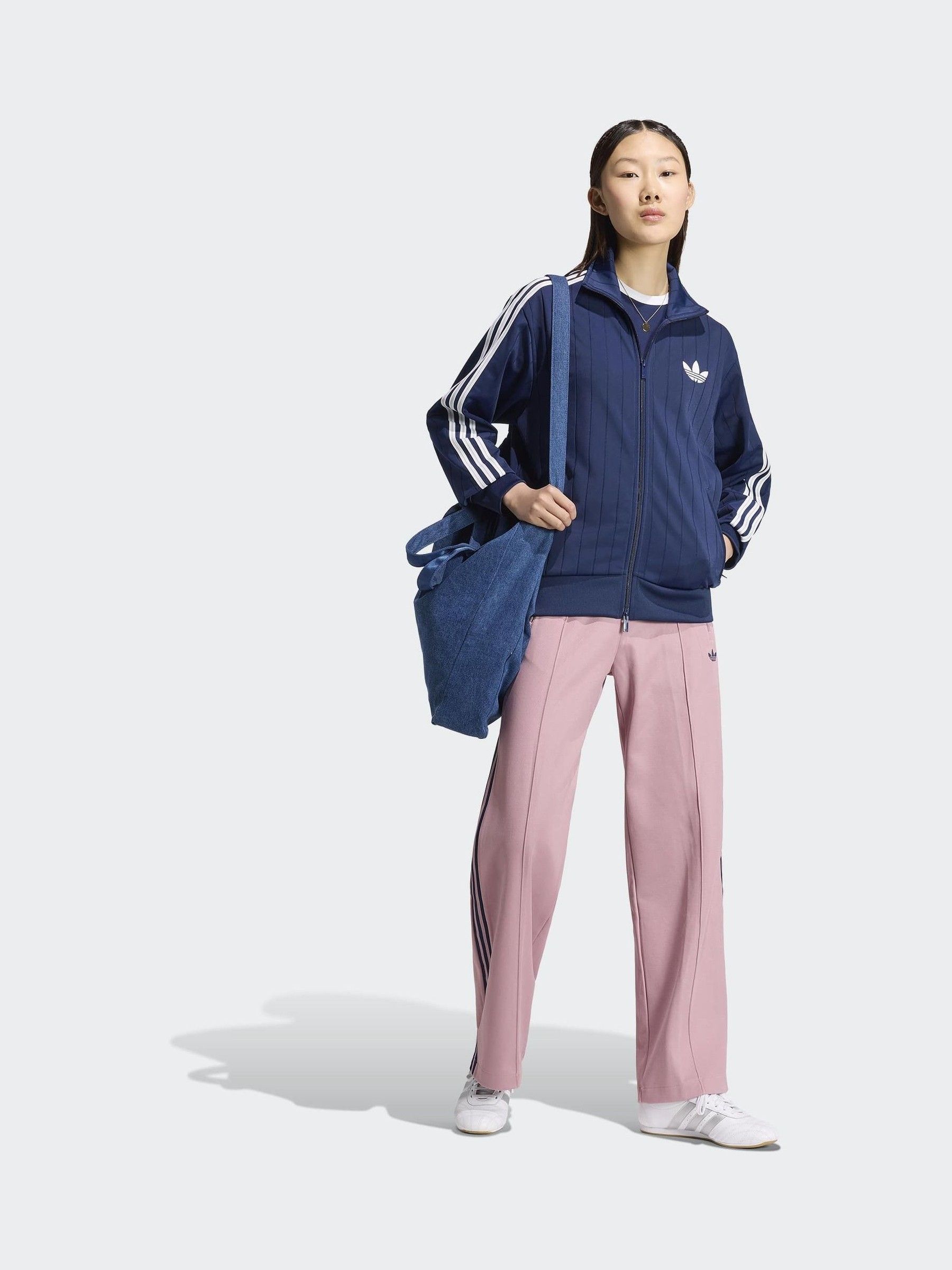 Buy adidas originals Blue Pinstripe Firebird Loose Tracktop from