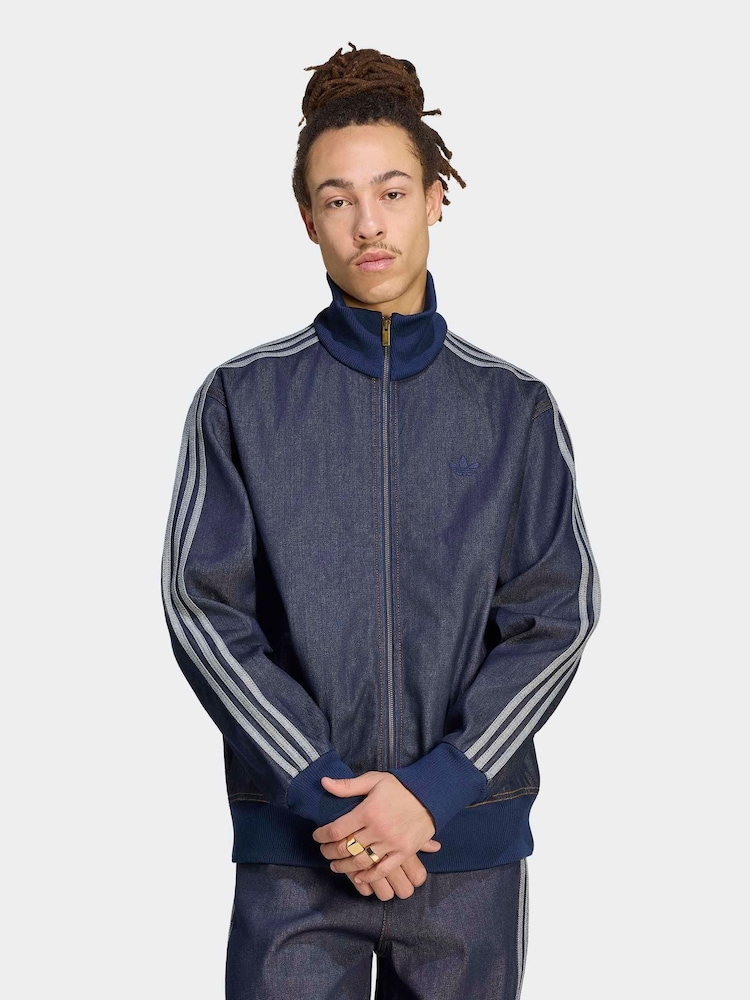 adidas originals Blue Firebird Adicolor Raw Denim Track Top - Image 1 of 6