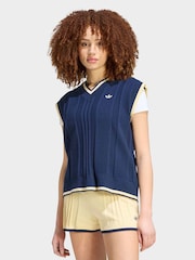 adidas originals Blue Cable Knit Vest - Image 1 of 5