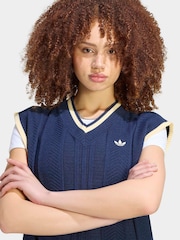 adidas originals Blue Cable Knit Vest - Image 4 of 5