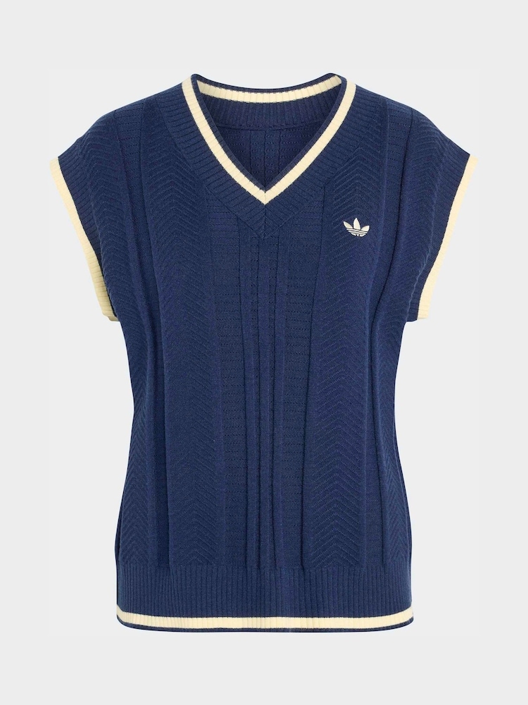 adidas originals Blue Cable Knit Vest - Image 5 of 5 adidas originals Blue Cable Knit Vest - Image 5 of 5