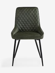 Set of 2 Easton Faux Leather Easy Clean Dark Green Hamilton Non Arm Quilted Dining Chairs - Image 1 of 7