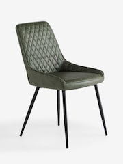 Set of 2 Easton Faux Leather Easy Clean Dark Green Hamilton Non Arm Quilted Dining Chairs - Image 2 of 7