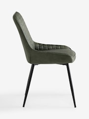 Set of 2 Easton Faux Leather Easy Clean Dark Green Hamilton Non Arm Quilted Dining Chairs - Image 5 of 7
