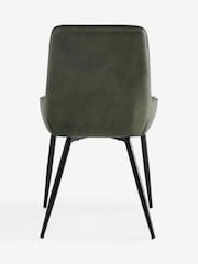 Set of 2 Easton Faux Leather Easy Clean Dark Green Hamilton Non Arm Quilted Dining Chairs - Image 6 of 7