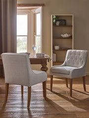 Set of 2 Rose Dining Chairs Tweedy Plain Light Non Arm Natural Mid Wood Leg - Image 1 of 8