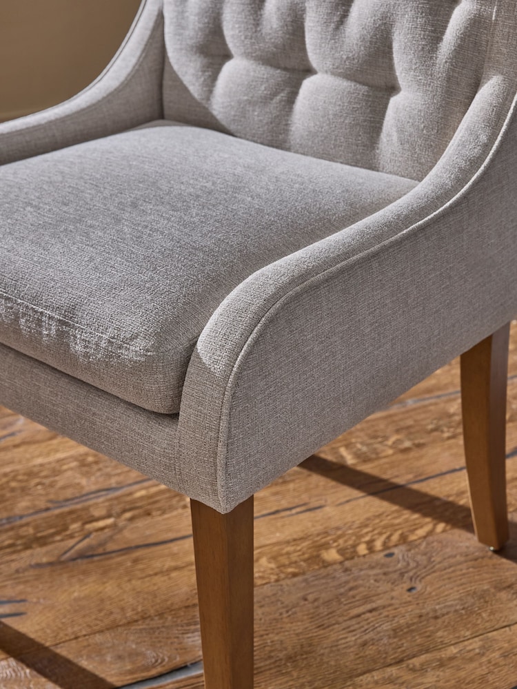 Set of 2 Rose Dining Chairs Tweedy Plain Light Non Arm Natural Mid Wood Leg - Image 2 of 8 Set of 2 Rose Dining Chairs Tweedy Plain Light Non Arm Natural Mid Wood Leg - Image 2 of 8