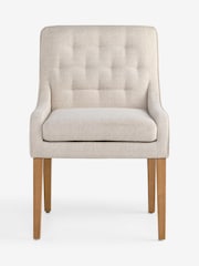 Set of 2 Rose Dining Chairs Tweedy Plain Light Non Arm Natural Mid Wood Leg - Image 4 of 8
