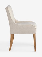 Set of 2 Rose Dining Chairs Tweedy Plain Light Non Arm Natural Mid Wood Leg - Image 6 of 8