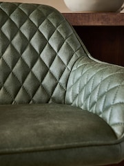 Easton Faux Leather Dark Green Hamilton Adjustable Height Quilted Kitchen Bar Stool - Image 2 of 9