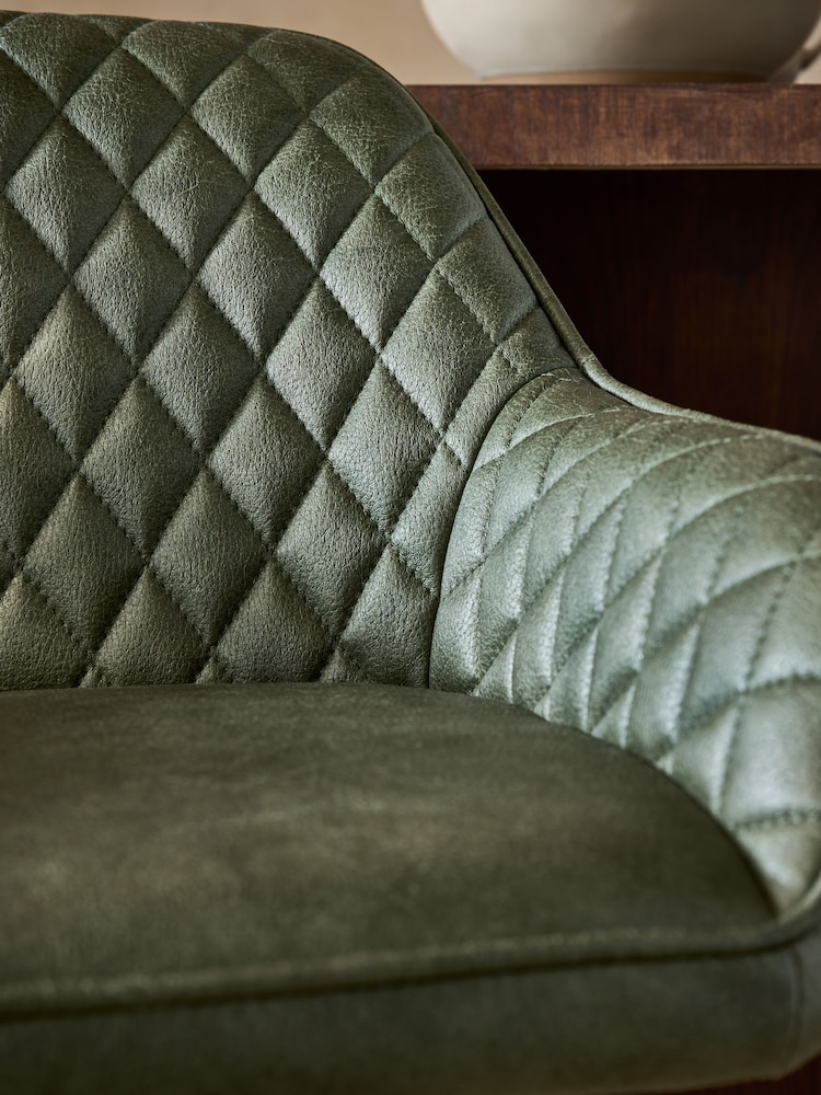 Easton Faux Leather Dark Green Hamilton Adjustable Height Quilted Kitchen Bar Stool - Image 2 of 9 Easton Faux Leather Dark Green Hamilton Adjustable Height Quilted Kitchen Bar Stool - Image 2 of 9