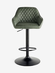 Easton Faux Leather Dark Green Hamilton Adjustable Height Quilted Kitchen Bar Stool - Image 5 of 9