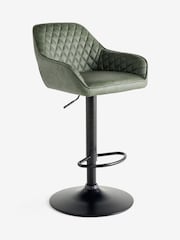 Easton Faux Leather Dark Green Hamilton Adjustable Height Quilted Kitchen Bar Stool - Image 6 of 9
