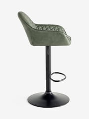 Easton Faux Leather Dark Green Hamilton Adjustable Height Quilted Kitchen Bar Stool - Image 7 of 9