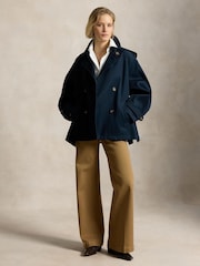 Polo Ralph Lauren Blue Heavy Cotton Cropped A-Line Trench Coat - Image 1 of 6