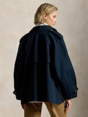 Polo Ralph Lauren Blue Heavy Cotton Cropped A-Line Trench Coat - Image 3 of 6