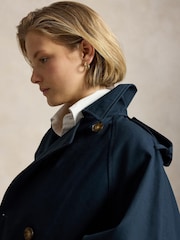 Polo Ralph Lauren Blue Heavy Cotton Cropped A-Line Trench Coat - Image 4 of 6