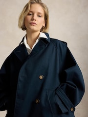 Polo Ralph Lauren Blue Heavy Cotton Cropped A-Line Trench Coat - Image 5 of 6