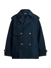 Polo Ralph Lauren Blue Heavy Cotton Cropped A-Line Trench Coat - Image 6 of 6