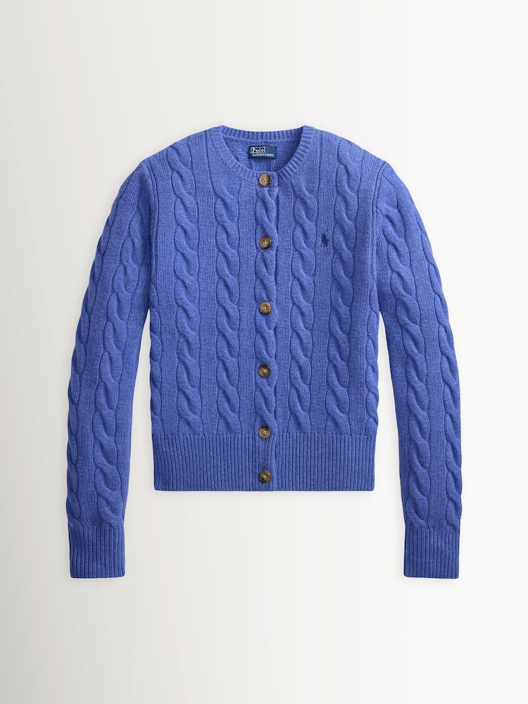 Polo Ralph Lauren Scallop Detail Cable Knit Round Neck Cardigan - Bilde 5 av 5
