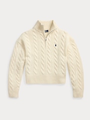 Polo Ralph Lauren Cream Cable Knit Quarter Zip Funnel Neck Sweater - Image 7 of 7