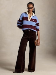Polo Ralph Lauren Blue Heavy Knit Striped Rugby Jumper - Image 2 of 4