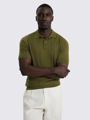 MOSS Green 3 Button Pointelle Polo Shirt - Image 1 of 4