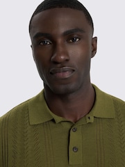 MOSS Green 3 Button Pointelle Polo Shirt - Image 3 of 4