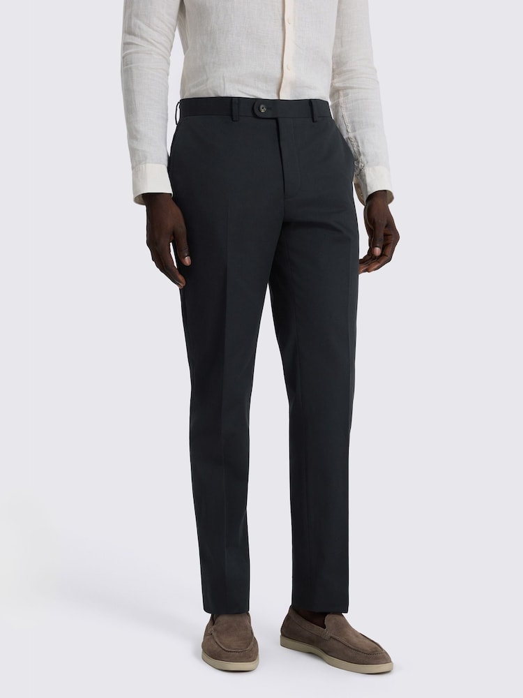 MOSS Black Slim Fit Cotton Suit Trousers - Image 1 of 3