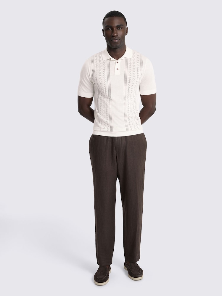 MOSS White 3 Button Pointelle Polo Shirt - Image 2 of 3