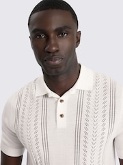 MOSS White 3 Button Pointelle Polo Shirt - Image 3 of 3